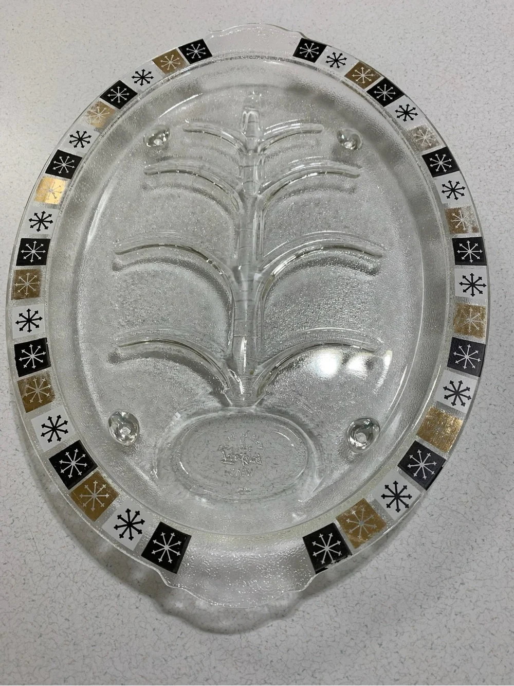 Vintage MCM Fire King Meat Steak Drain Platter Glass Oven Ware Made In USA